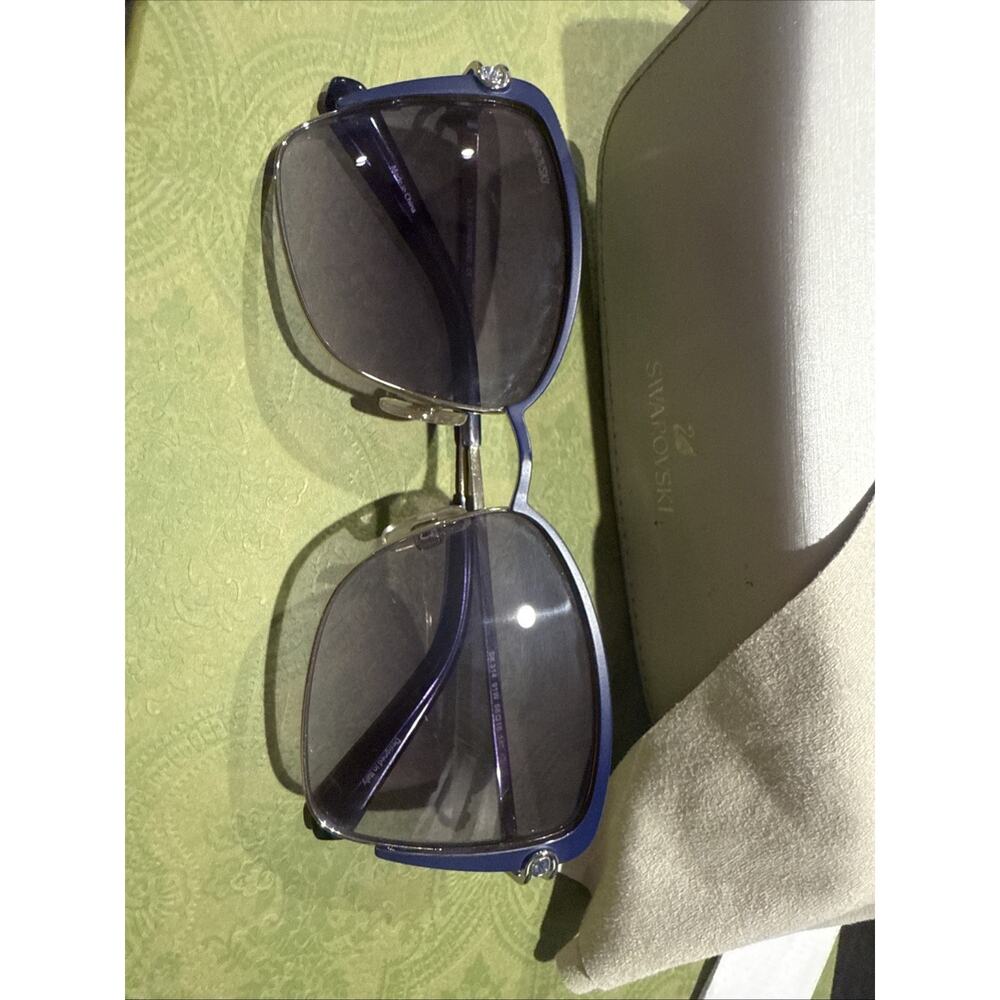Authentic Swarovski Cat Eye Sunglasses SK 314 91 W Blue Silver Frame